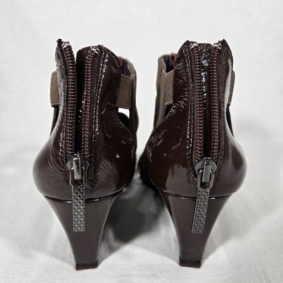 DONALD J PLINER Pira BROWN Watersnake & Stretchy Strappy Ankle Wedge Sandals 8M. - Picture 6 of 17
